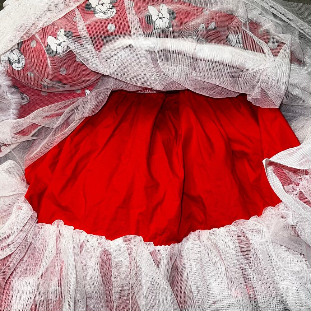 Disney Minnie Mouse Red polka dot Party Dress Tutu Slip girls size 5/6 AOP - Picture 6 of 8